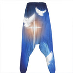 Christian Cross And White Doves Print Hammer Pants