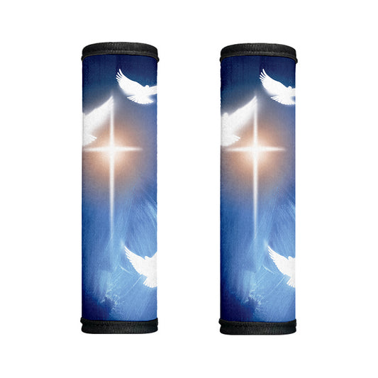 Christian Cross And White Doves Print Handle Covers