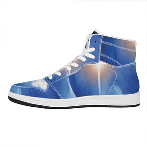 Christian Cross And White Doves Print High Top Leather Sneakers