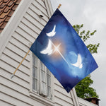 Christian Cross And White Doves Print House Flag