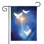 Christian Cross And White Doves Print House Flag