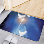 Christian Cross And White Doves Print Indoor Door Mat