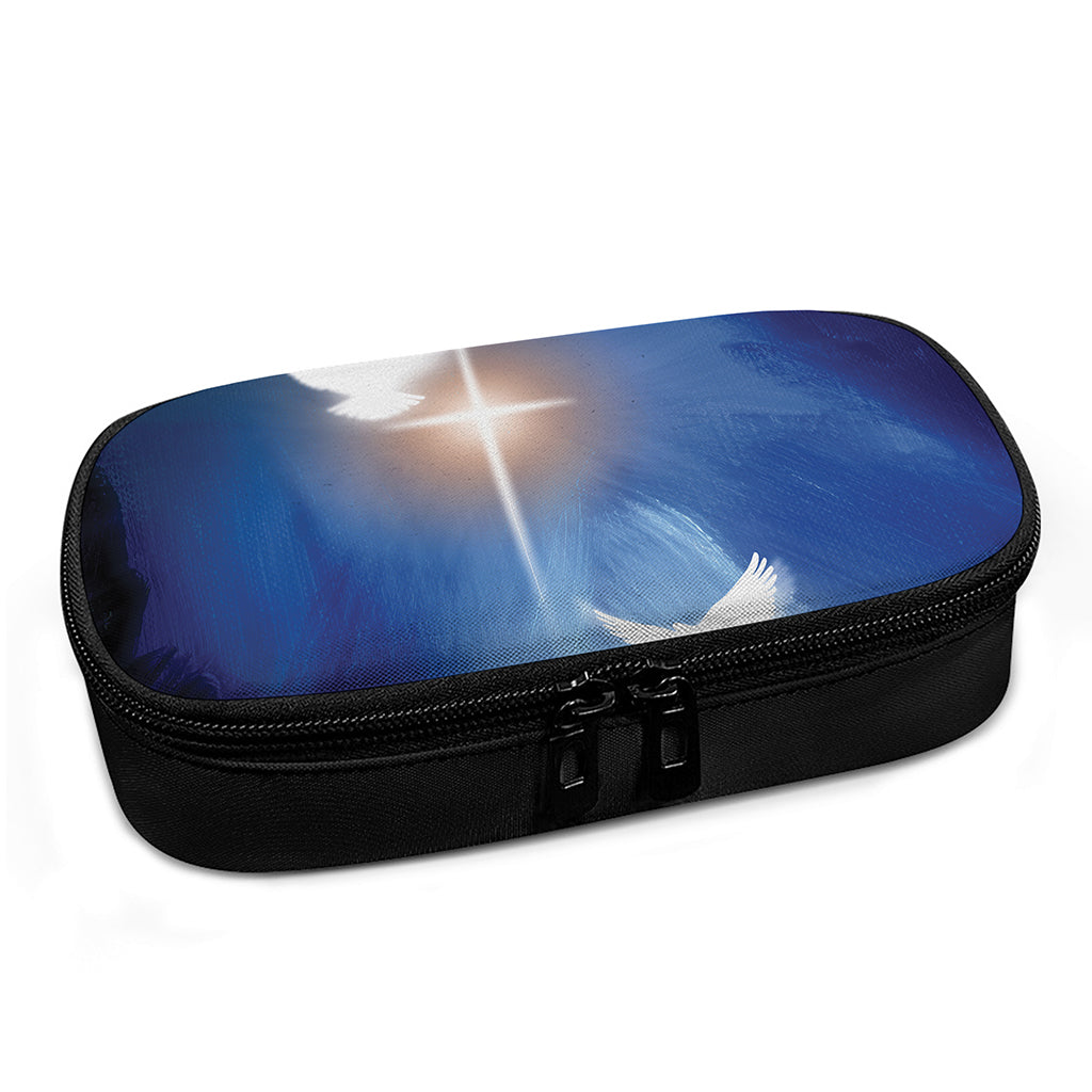 Christian Cross And White Doves Print Insulin Cooler Travel Case