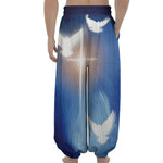 Christian Cross And White Doves Print Lantern Pants