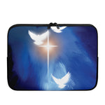 Christian Cross And White Doves Print Laptop Sleeve