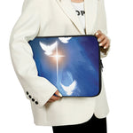 Christian Cross And White Doves Print Laptop Sleeve