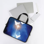 Christian Cross And White Doves Print Laptop Sleeve With Handle