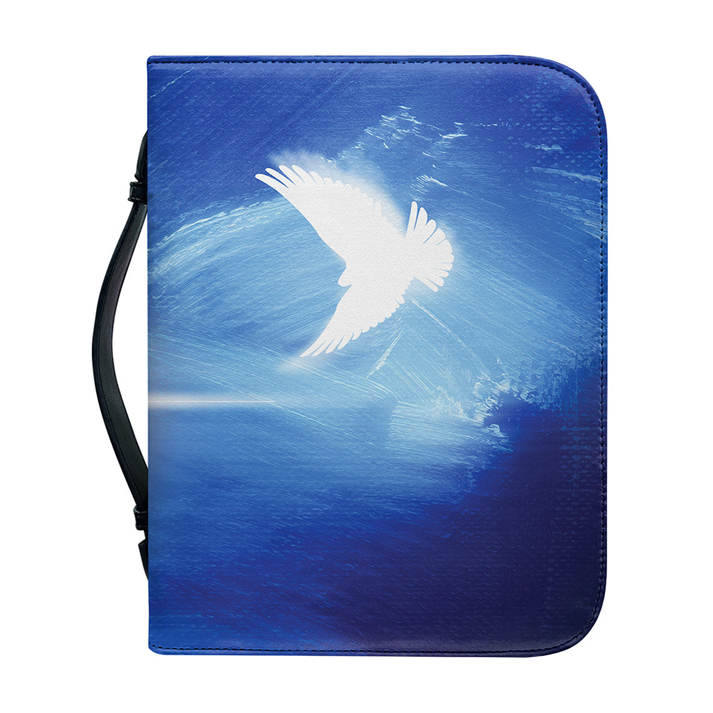 Christian Cross And White Doves Print Leather Bible Cover