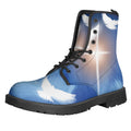 Christian Cross And White Doves Print Lace-Up Boots