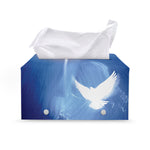 Christian Cross And White Doves Print Leather Tissue Box Cover