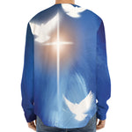 Christian Cross And White Doves Print Long Sleeve Baseball Jersey