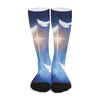 Christian Cross And White Doves Print Long Socks