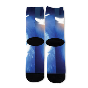 Christian Cross And White Doves Print Long Socks