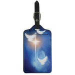 Christian Cross And White Doves Print Luggage Tag