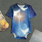 Christian Cross And White Doves Print Men's Bodysuit