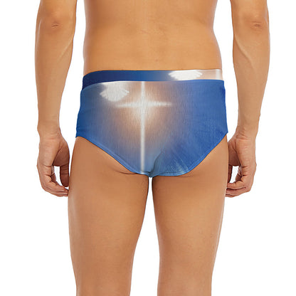 Christian Cross And White Doves Print Men's Briefs