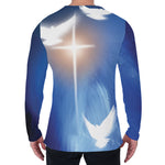 Christian Cross And White Doves Print Men's Long Sleeve T-Shirt