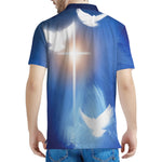 Christian Cross And White Doves Print Men's Polo Shirt