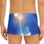 Christian Cross And White Doves Print Men's Short Boxer Briefs