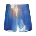 Christian Cross And White Doves Print Men's Athletic Shorts