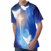 Christian Cross And White Doves Print Men's Velvet T-Shirt