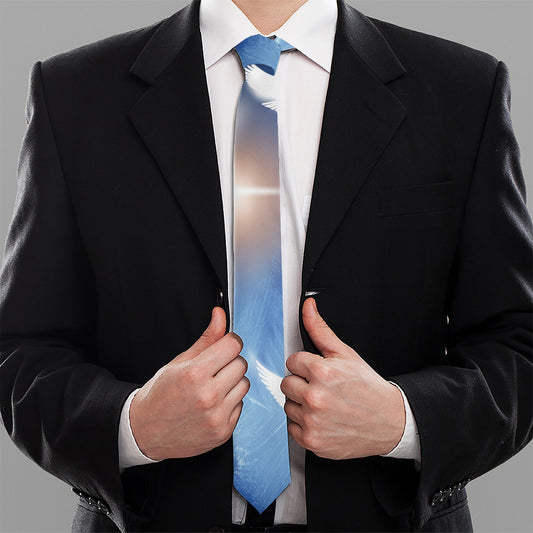 Christian Cross And White Doves Print Necktie