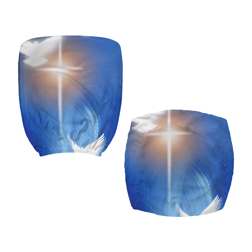 Christian Cross And White Doves Print Office Chair Cover