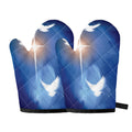 Christian Cross And White Doves Print Oven Mitts