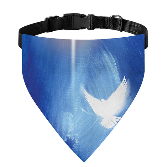 Christian Cross And White Doves Print Over The Collar Dog Bandana