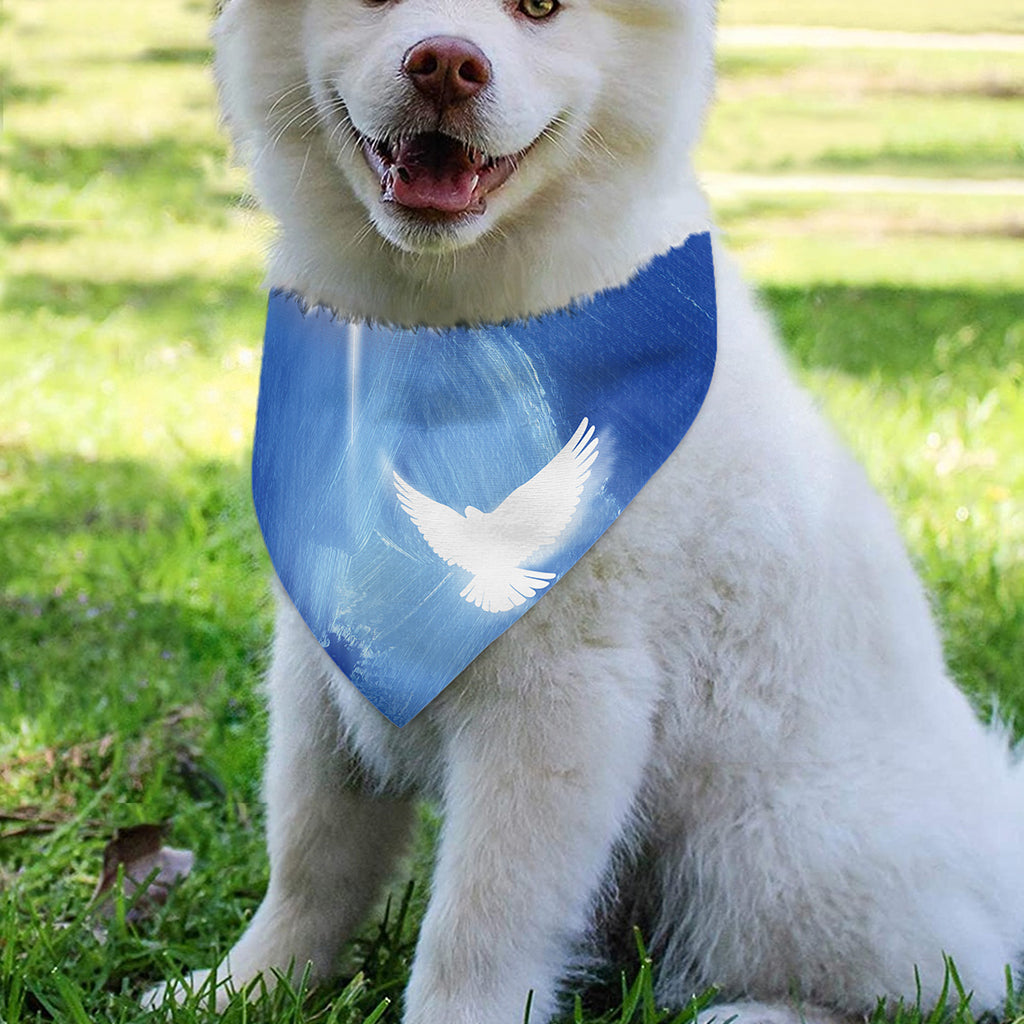 Christian Cross And White Doves Print Over The Collar Dog Bandana