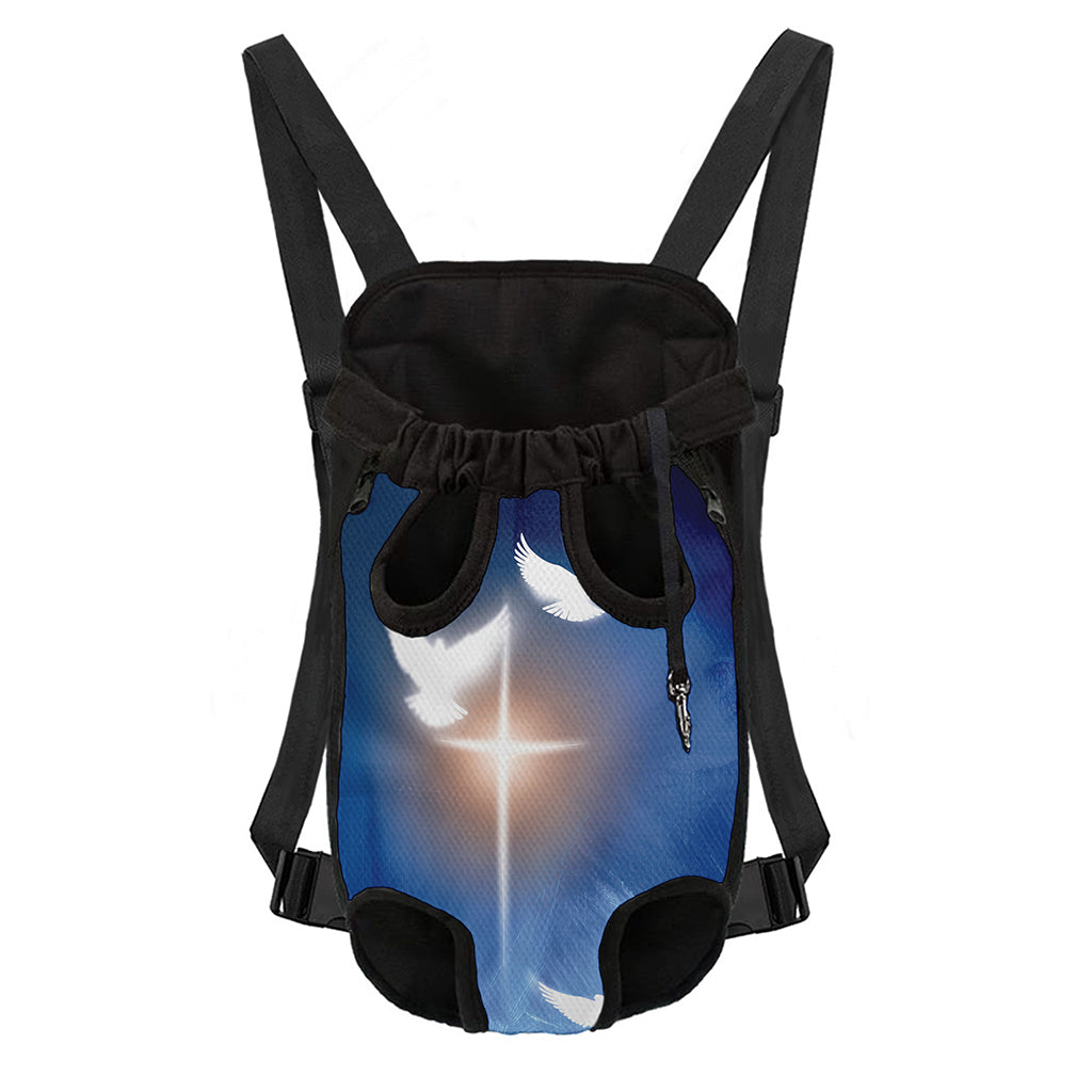 Christian Cross And White Doves Print Pet Carrier Backpack