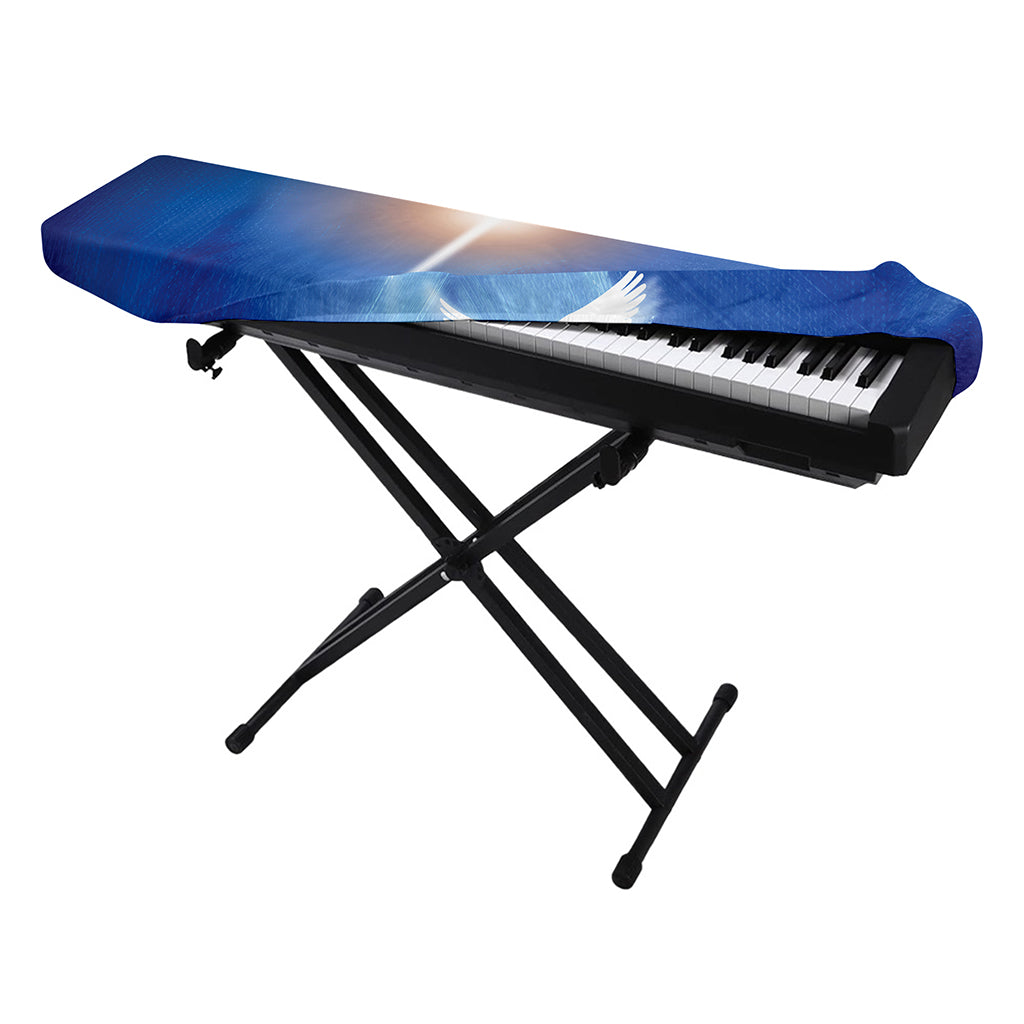 Christian Cross And White Doves Print Piano Keyboard Cover