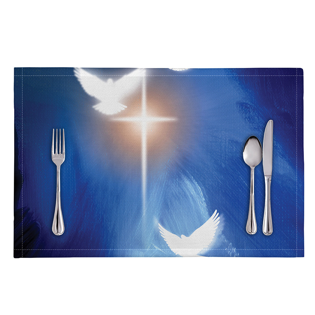 Christian Cross And White Doves Print Placemat