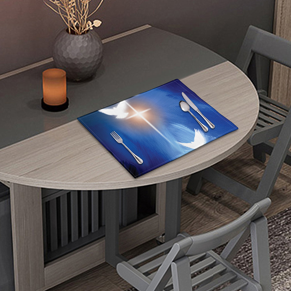 Christian Cross And White Doves Print Placemat