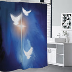 Christian Cross And White Doves Print Premium Shower Curtain