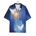 Christian Cross And White Doves Print Rayon Hawaiian Shirt