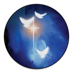 Christian Cross And White Doves Print Round Floor Mat