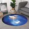 Christian Cross And White Doves Print Round Rug