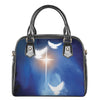 Christian Cross And White Doves Print Shoulder Handbag