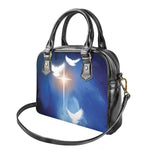 Christian Cross And White Doves Print Shoulder Handbag