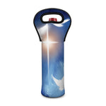 Christian Cross And White Doves Print Single Neoprene Wine Tote