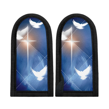 Christian Cross And White Doves Print Skillet Handle Cover