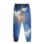 Christian Cross And White Doves Print Sweatpants