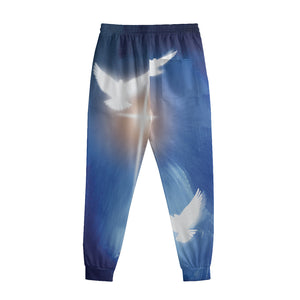 Christian Cross And White Doves Print Sweatpants