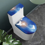 Christian Cross And White Doves Print Toilet Lid And Tank Cover Set