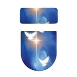 Christian Cross And White Doves Print Toilet Lid And Tank Cover Set