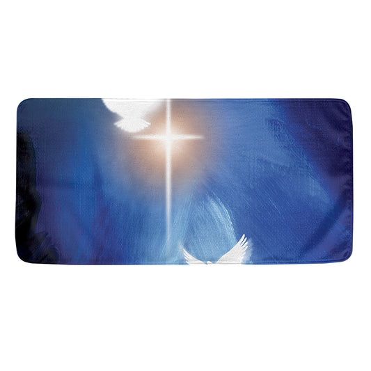 Christian Cross And White Doves Print Towel