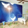 Christian Cross And White Doves Print Wall Sticker