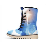 Christian Cross And White Doves Print Winter Boots