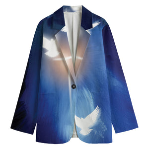 Christian Cross And White Doves Print Women's Blazer